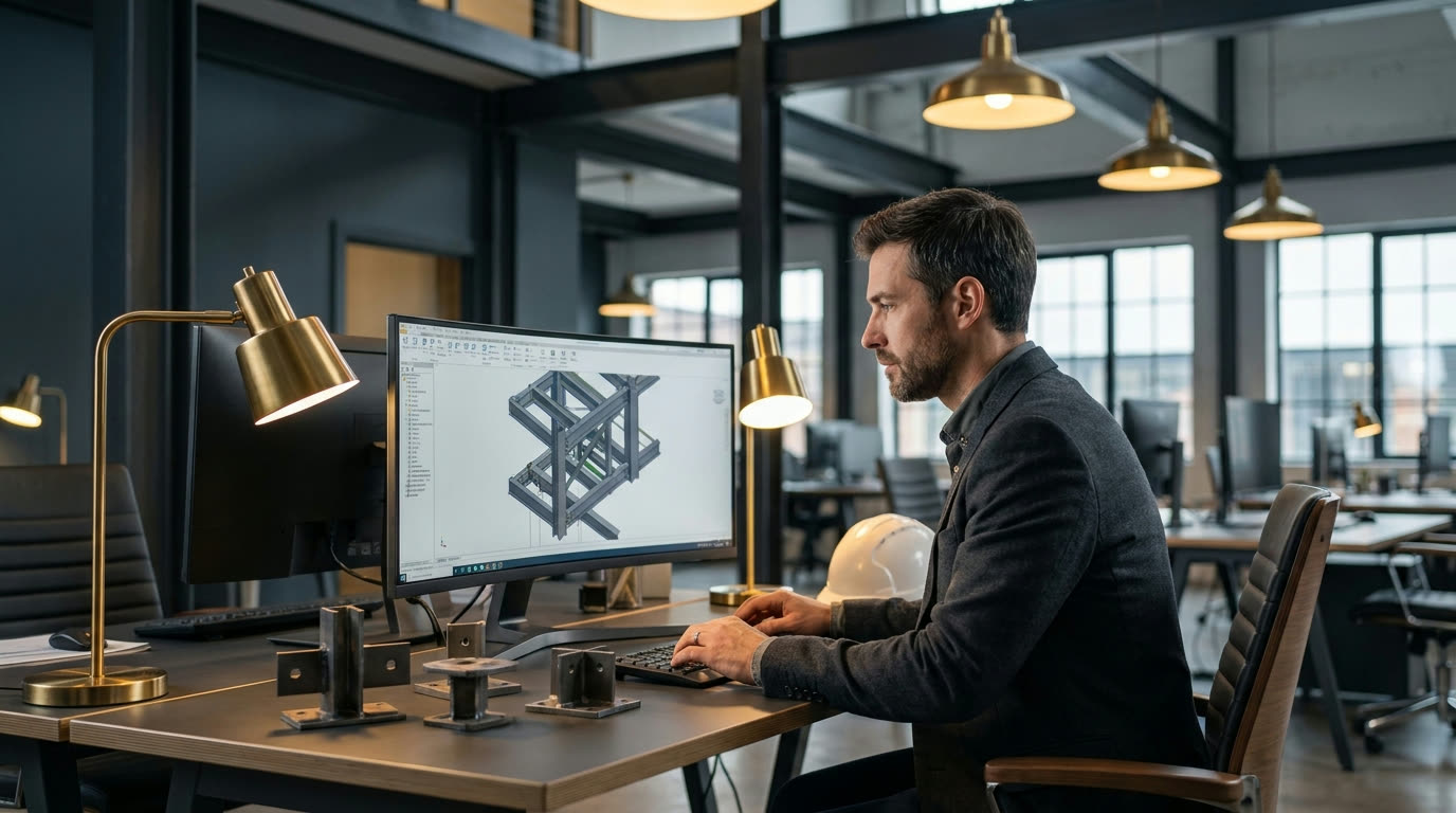 Sterling Steelwork engineer reviewing structural steel drawings